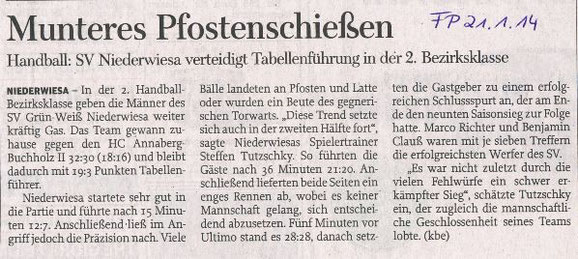 Freie Presse Flöha vom 21.01.2014