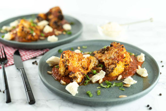 Blumenkohl-Schnitzel aus dem Dampfgarer.