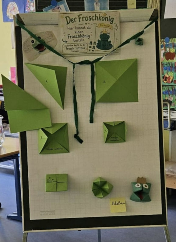 Faltanleitung Froschkönig, Klasse 2a