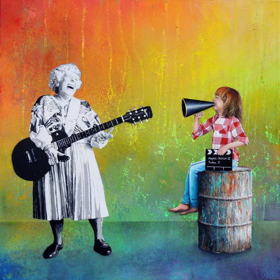 peinture contemporaine street-art pop-art couleurs pochoirs mamy rock humour painting