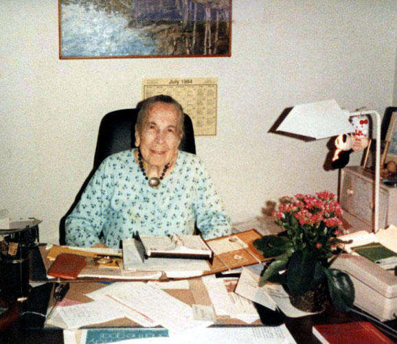 JULY 1964 - At her desk at Dilruba, Meher Center, Myrtle Beach, SC.