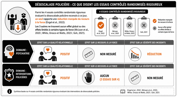 Résumé des essais de désescalade policière