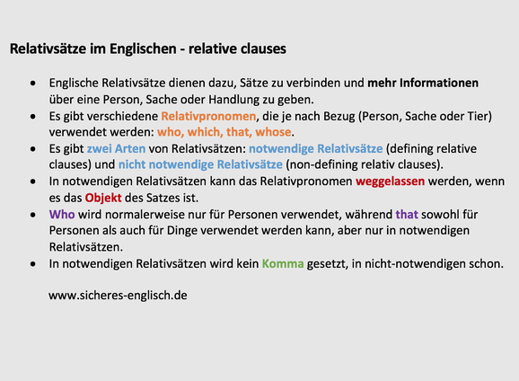 Relativsätze Englisch