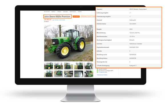 Ein passender Titel und eine detaillierte Beschreibung unterstützen die Maschinen-Vermarktung. - traktorpool.de