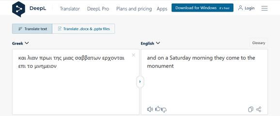 Mk 16:2 translation greek englisg Sabbath