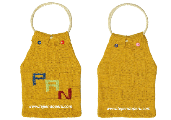 bolso para comprar pan tejido en dos agujas o palitos