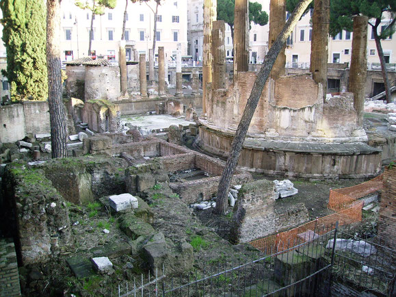 The ruins of Pompey's Theatre in Rome, where Julius Caesar was assassinated.