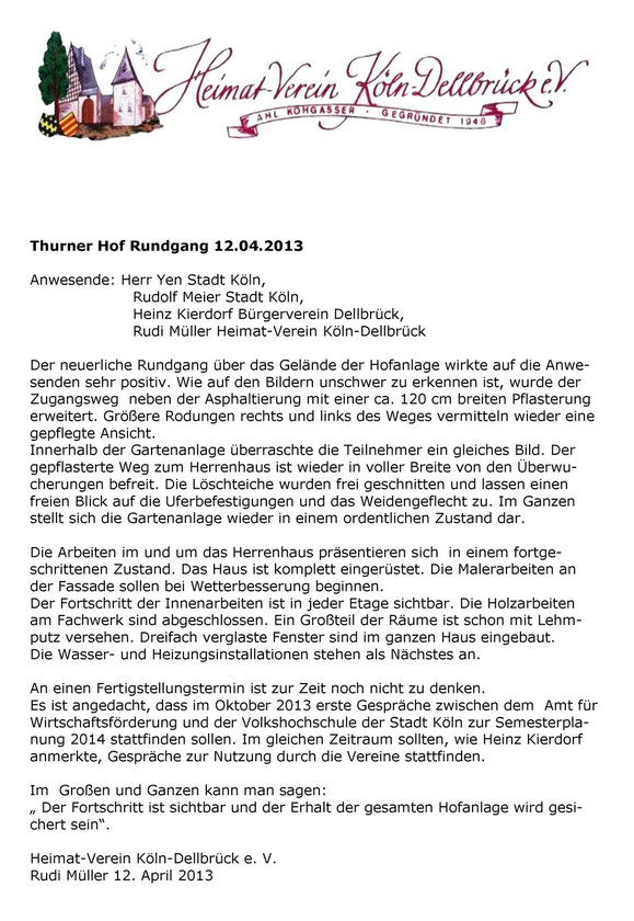 Rundgang Thurner Hof 12.04.2013