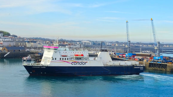 M/V Commodore Clipper arrivant à Saint-Pierre-Port. Photo Breizh Ferries