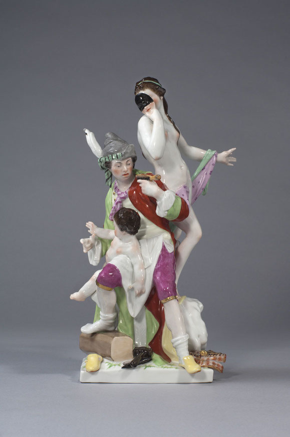 Die Bildhauerei, Wilhelm Christian Meyer, 1768/69, KPM um 1775, Porzellan, bemalt und vergoldet, © Staatliche Museen zu Berlin, Kunstgewerbemuseum; Foto: Fotostudio Bartsch, Berlin