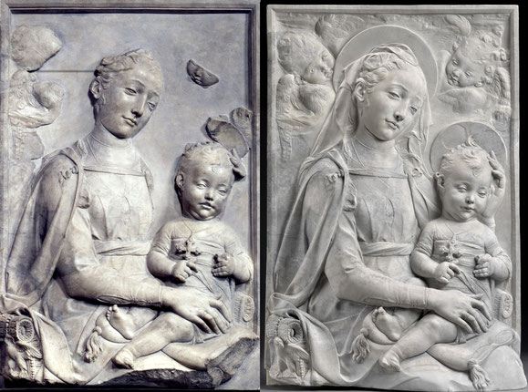Antonio Rossellino, Madonna mit Kind, ca. 1450, Marmor, Zustand nach der Rückführung aus der Sowjetunion 1958 und Zustand nach der Restaurierung 2012, Foto: J. P. Anders, Berlin und Antje Voigt, Berlin