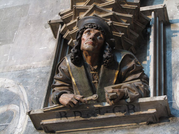 Anton Pilgram, Selbstbildnis am Orgelfuß im Stephansdom, 1513
