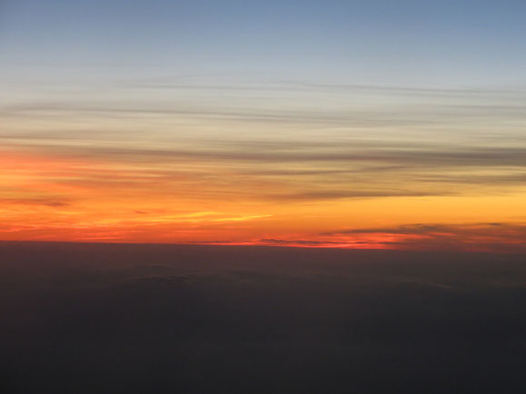 Coucher de soleil vu de l'avion