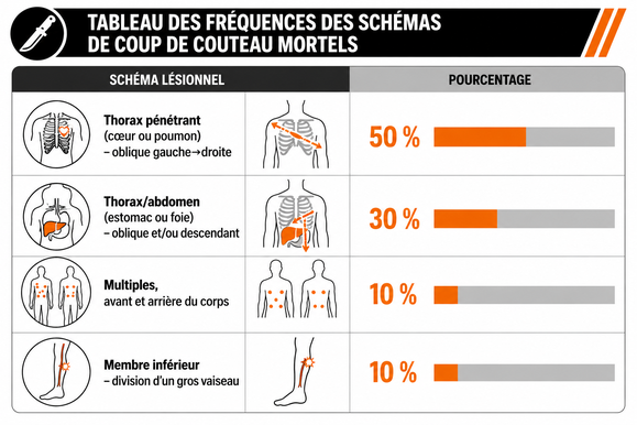 Tableau des blessures liées aux couteaux