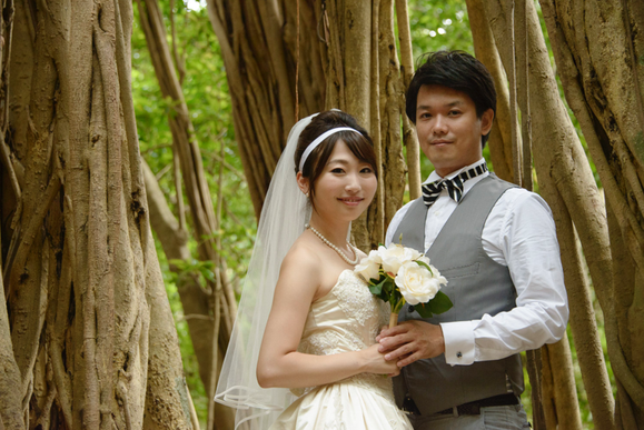 屋久島の森でウェディングフォト, yu-,wedding photo, yakushima, japan,屋久島ガイド山好き