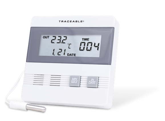 Termómetro digital con sonda plástica para interior / exterior con certificado trazable a NIST 4105