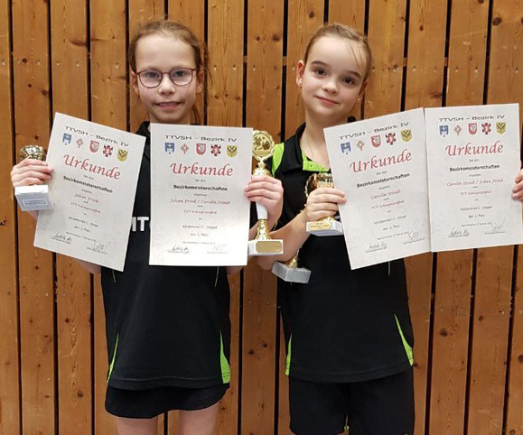 Dominierten die Konkurrenz der Schülerinnen C bei den Bezirksmeisterschaften in Bad Schwartau: Joleen Frink (l.) und Carolin Stindt vom TSV Schwarzenbek.