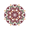 kleines Mandala mit den Farben Rot, Grün und Gelb