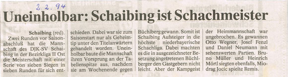 1994 Meister in der BZL II Ost. Aufstieg in die BZL I