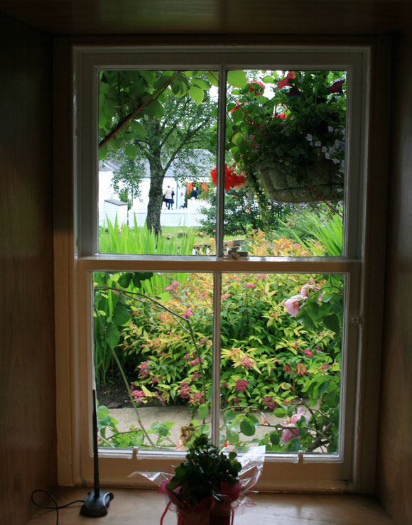 A look through one of the windows at Edradour Distillery back in summer 2011