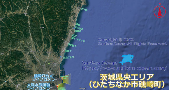 サーフィン波情報-無料ライブカメラ-磯崎灯台-地図