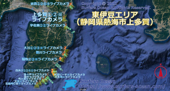 サーフィン波情報-無料ライブカメラ-上多賀-地図-サーファーズオーシャン