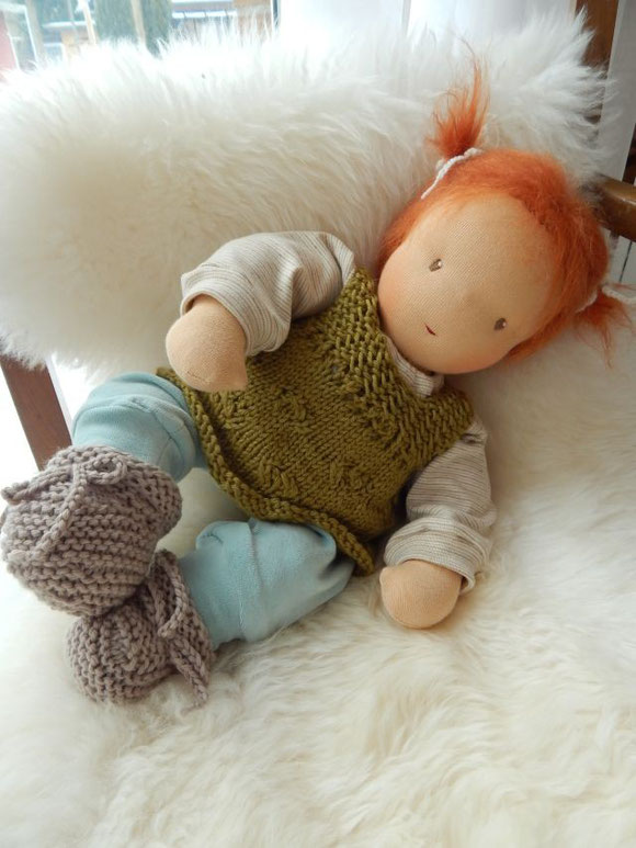 Waldorfpuppe, Stoffpuppe, clothdoll, Babypuppe, Öko, Lochmuster