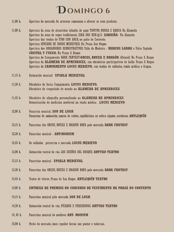 Programa del Feiron Medieval dos Andrade en Pontedeume