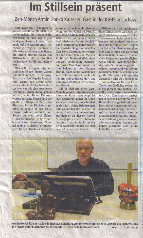                     Bericht der Elbe-Jeetzel-Zeitung nach der Lesung am 10.10.2012 in Lüchow
