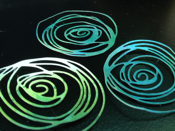 circles cut from prints made with my gelliplate from gelliarts