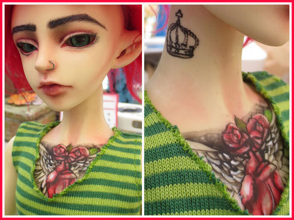 ball jointed doll,Wolf with tattoos