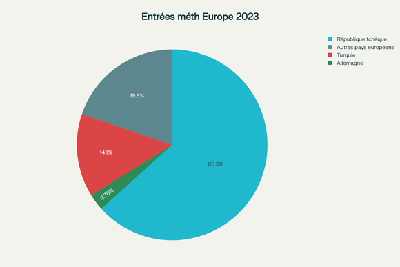 Distribution des entrées en traitement pour méthamphétamine (2023)
