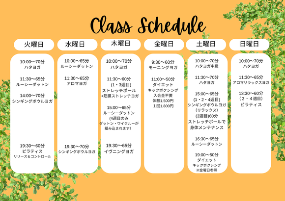 5月スケジュール【yoga+rusiedutton mallika】