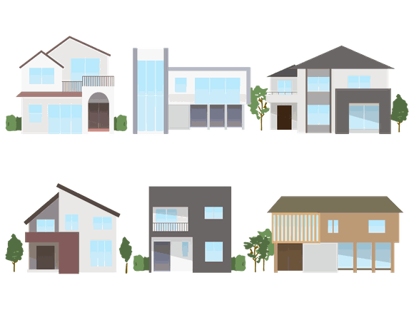 様々な新築住宅の施工例のイラスト