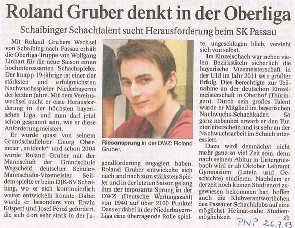 26.07.13, Roland Gruber wird vom Passauer Schachklub der Presse vorgestellt