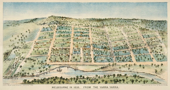 Melbourne in 1838 from the Yarra Yarra, Clarence Woodhouse