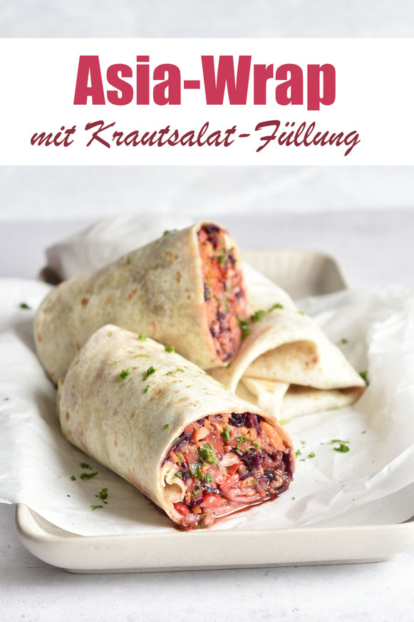 Asia Wrap mit Krautsalat Füllung und Erdnuss-Chili-Dressing, einfach und lecker, mit Möhren und Paprika, Sommer Rezept, Lunch Rezept, Wraps zum Mitnehmen, Thermomix