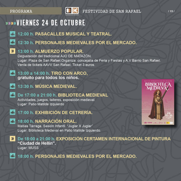 Programacion de las fiestas de San Rafael y Mercado Medieval de Hellin