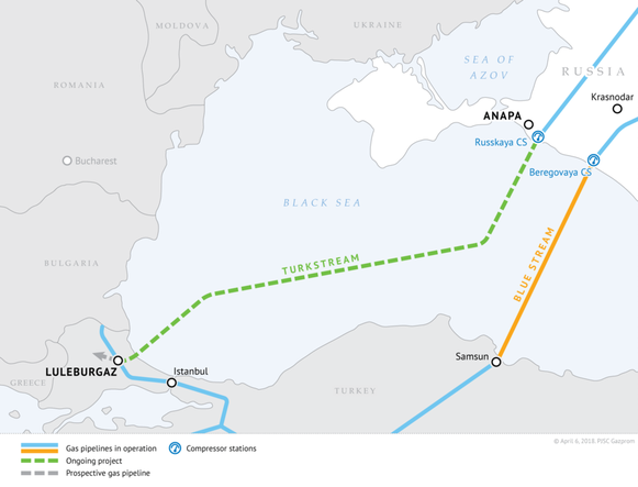 Itinerario del gasdotto Turkish Stream © gazprom.ru