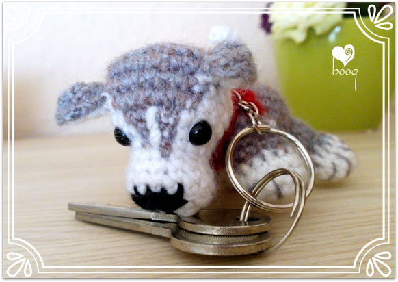 husky amigurumi key schlüsselanhänger kulcstartó