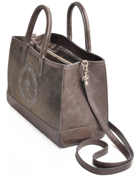 Ledertasche LORELEI  grau Leder handgefertigt OSTWALD Traditional Craft