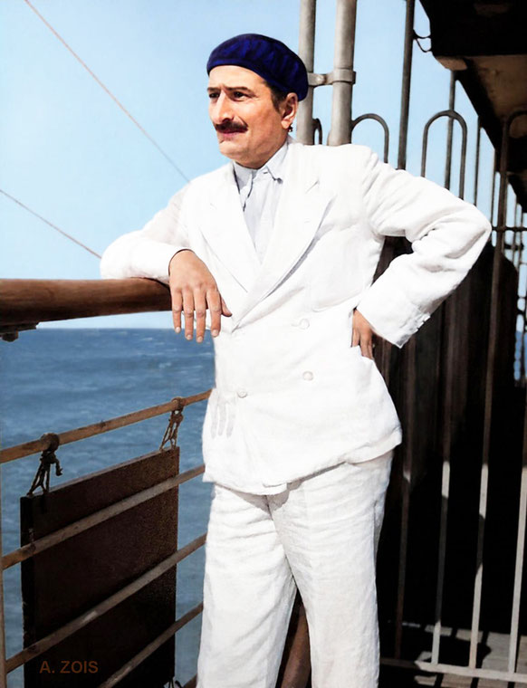 Nov. 1937 Meher Baba on the ship SS Circassia. Image rendition by Anthony Zois. BP