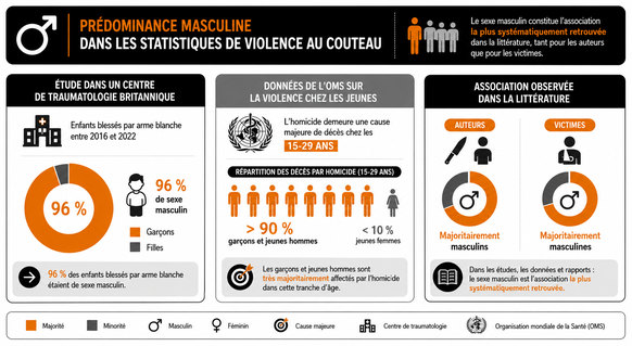 Prédominance masculine dans les statistiques disponibles