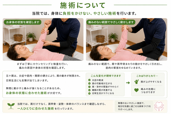野球肩に対して肩関節や肩甲骨を整える施術の様子