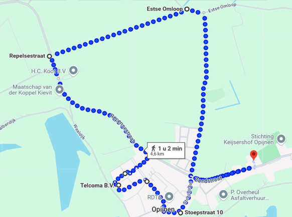 Route Opijnen als de dijk is gesloten