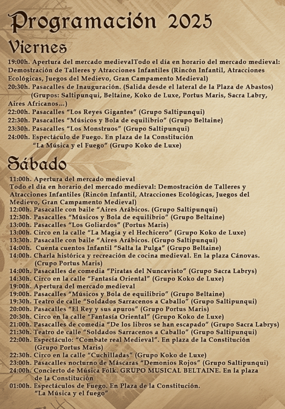 Programa del Mercado Medieval de Aljaraque