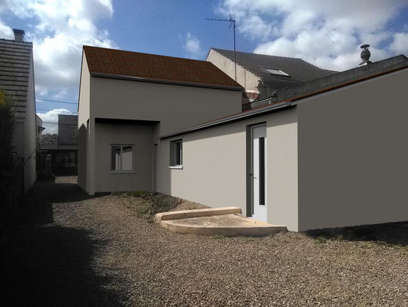 Vue arrière 3D d’un projet PCMI 6 pour permis de construire dans le Val-d’Oise, réalisé par www.ocoeurdesplans.com
