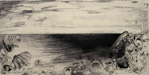 潮線　銅版画　31×60cm