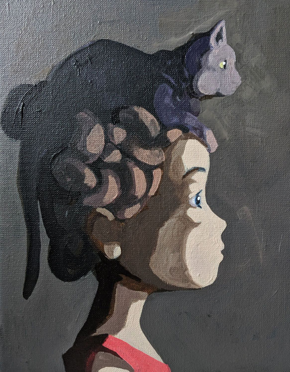 cat - Acryl auf Leinwand, 30x24cm, 2019