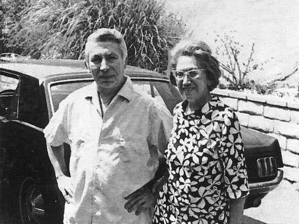 Hilda with friend in LA. Courtesy of LSLP. According to Teri Adams this gentleman was the one who made it possible for Terri and her friend to acquire the armchair that they lent to the LA Center after Hilda had passed away.The chair was later moved to NC